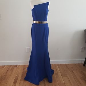 Nicole Bakti Asymmetric Royal Blue Mermaid Dress